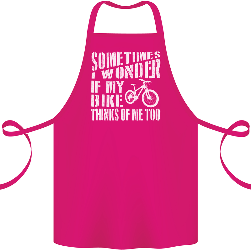 Cycling I Wonder If My Bike Bicycle Cyclist Cotton Apron 100% Organic Pink