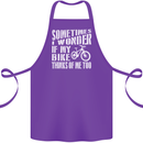 Cycling I Wonder If My Bike Bicycle Cyclist Cotton Apron 100% Organic Purple