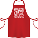 Cycling I Wonder If My Bike Bicycle Cyclist Cotton Apron 100% Organic Red