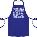 Cycling I Wonder If My Bike Bicycle Cyclist Cotton Apron 100% Organic Royal Blue