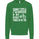 Cycling I Wonder If My Bike Bicycle Cyclist Kids Sweatshirt Jumper Irish Green