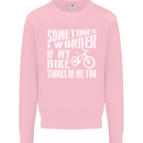 Cycling I Wonder If My Bike Bicycle Cyclist Kids Sweatshirt Jumper Light Pink
