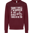 Cycling I Wonder If My Bike Bicycle Cyclist Kids Sweatshirt Jumper Maroon