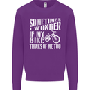 Cycling I Wonder If My Bike Bicycle Cyclist Kids Sweatshirt Jumper Purple