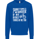 Cycling I Wonder If My Bike Bicycle Cyclist Kids Sweatshirt Jumper Royal Blue