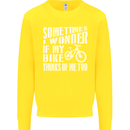 Cycling I Wonder If My Bike Bicycle Cyclist Kids Sweatshirt Jumper Yellow