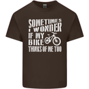 Cycling I Wonder If My Bike Bicycle Cyclist Kids T-Shirt Childrens Chocolate