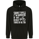Cycling I Wonder If My Bike Bicycle Cyclist Mens 80% Cotton Hoodie Black