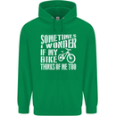 Cycling I Wonder If My Bike Bicycle Cyclist Mens 80% Cotton Hoodie Irish Green