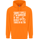 Cycling I Wonder If My Bike Bicycle Cyclist Mens 80% Cotton Hoodie Orange