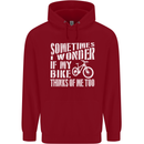 Cycling I Wonder If My Bike Bicycle Cyclist Mens 80% Cotton Hoodie Red