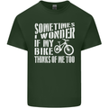 Cycling I Wonder If My Bike Bicycle Cyclist Mens Cotton T-Shirt Tee Top Forest Green