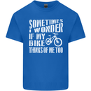 Cycling I Wonder If My Bike Bicycle Cyclist Mens Cotton T-Shirt Tee Top Royal Blue