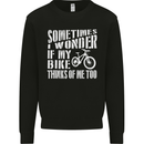 Cycling I Wonder If My Bike Bicycle Cyclist Mens Sweatshirt Jumper Black