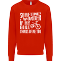 Cycling I Wonder If My Bike Bicycle Cyclist Mens Sweatshirt Jumper Bright Red