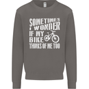 Cycling I Wonder If My Bike Bicycle Cyclist Mens Sweatshirt Jumper Charcoal