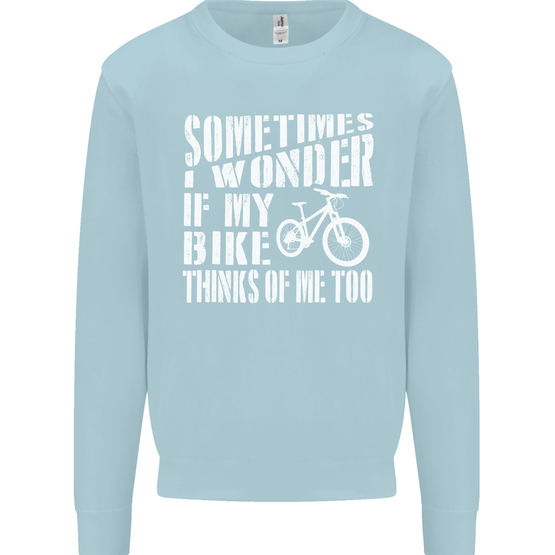 Cycling I Wonder If My Bike Bicycle Cyclist Mens Sweatshirt Jumper Light Blue