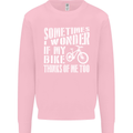 Cycling I Wonder If My Bike Bicycle Cyclist Mens Sweatshirt Jumper Light Pink