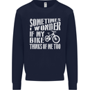 Cycling I Wonder If My Bike Bicycle Cyclist Mens Sweatshirt Jumper Navy Blue