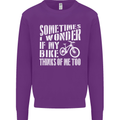 Cycling I Wonder If My Bike Bicycle Cyclist Mens Sweatshirt Jumper Purple