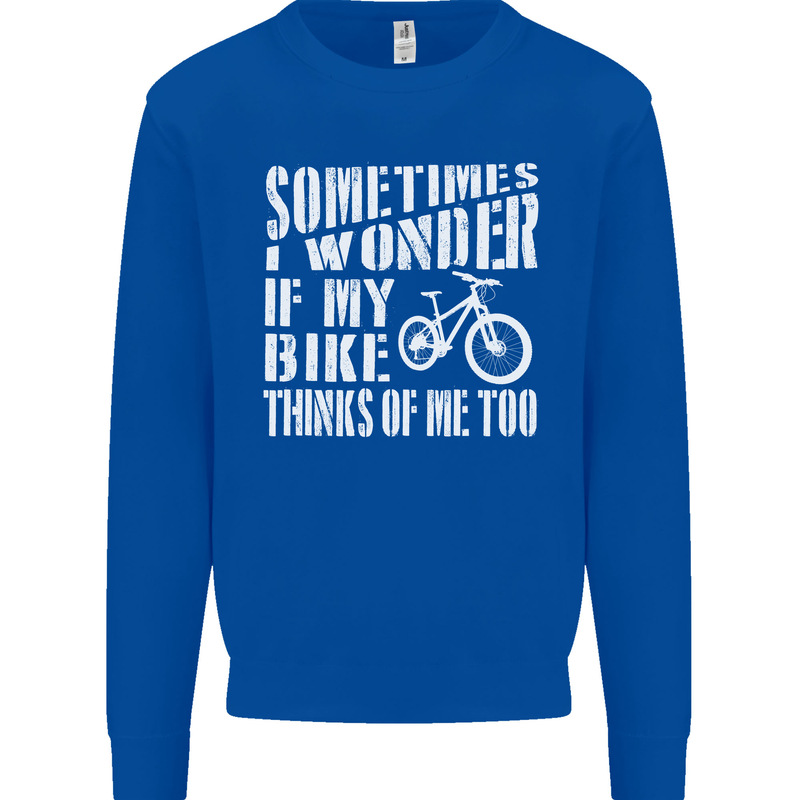 Cycling I Wonder If My Bike Bicycle Cyclist Mens Sweatshirt Jumper Royal Blue