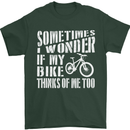 Cycling I Wonder If My Bike Bicycle Cyclist Mens T-Shirt Cotton Gildan Forest Green