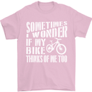 Cycling I Wonder If My Bike Bicycle Cyclist Mens T-Shirt Cotton Gildan Light Pink