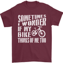 Cycling I Wonder If My Bike Bicycle Cyclist Mens T-Shirt Cotton Gildan Maroon
