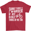 Cycling I Wonder If My Bike Bicycle Cyclist Mens T-Shirt Cotton Gildan Red