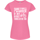 Cycling I Wonder If My Bike Bicycle Cyclist Womens Petite Cut T-Shirt Azalea