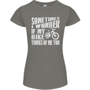 Cycling I Wonder If My Bike Bicycle Cyclist Womens Petite Cut T-Shirt Charcoal