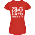 Cycling I Wonder If My Bike Bicycle Cyclist Womens Petite Cut T-Shirt Red