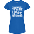 Cycling I Wonder If My Bike Bicycle Cyclist Womens Petite Cut T-Shirt Royal Blue