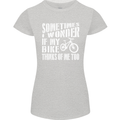 Cycling I Wonder If My Bike Bicycle Cyclist Womens Petite Cut T-Shirt Sports Grey