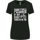 Cycling I Wonder If My Bike Bicycle Cyclist Womens Wider Cut T-Shirt Black