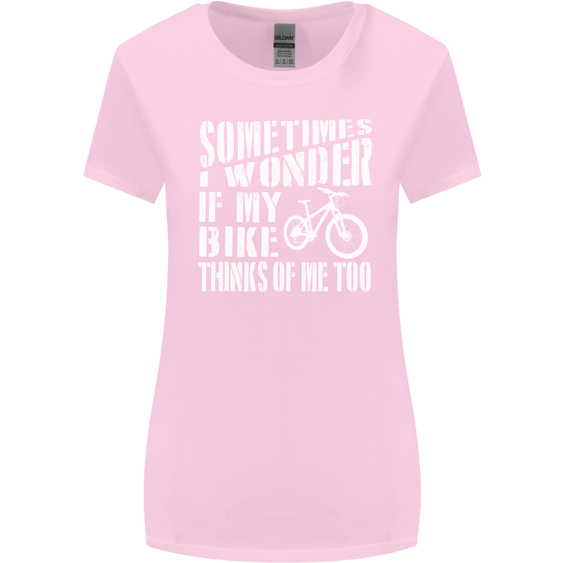 Cycling I Wonder If My Bike Bicycle Cyclist Womens Wider Cut T-Shirt Light Pink