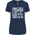 Cycling I Wonder If My Bike Bicycle Cyclist Womens Wider Cut T-Shirt Navy Blue