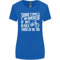 Cycling I Wonder If My Bike Bicycle Cyclist Womens Wider Cut T-Shirt Royal Blue