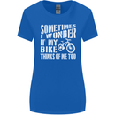 Cycling I Wonder If My Bike Bicycle Cyclist Womens Wider Cut T-Shirt Royal Blue