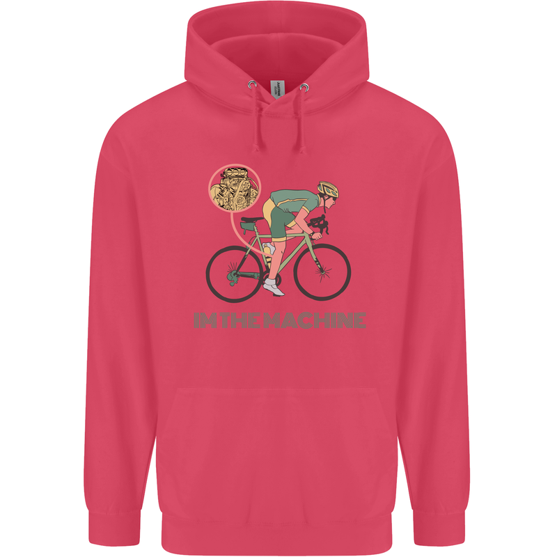 Cycling I'm the Machine Cyclist Funny Childrens Kids Hoodie Heliconia