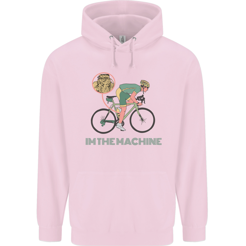 Cycling I'm the Machine Cyclist Funny Childrens Kids Hoodie Light Pink