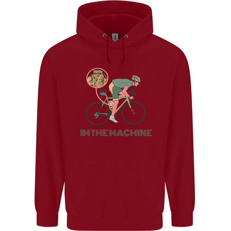 Cycling I'm the Machine Cyclist Funny Childrens Kids Hoodie Red