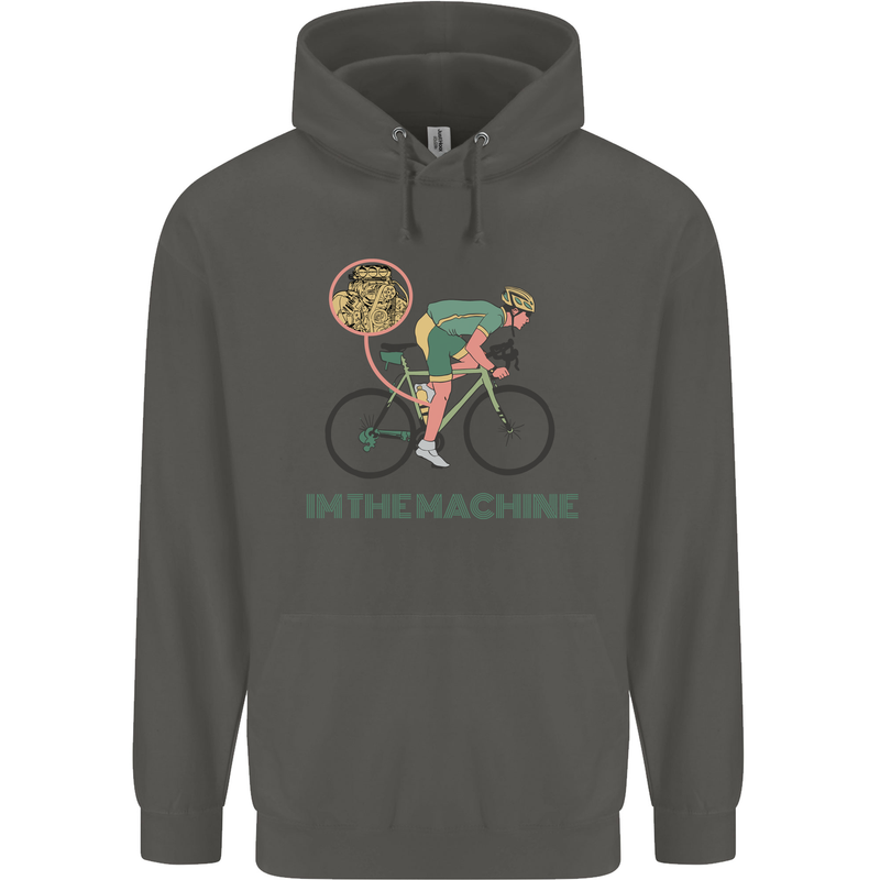 Cycling I'm the Machine Cyclist Funny Childrens Kids Hoodie Storm Grey