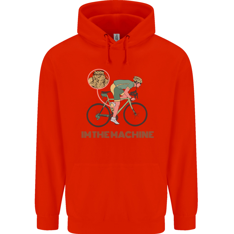Cycling I'm the Machine Cyclist Funny Mens 80% Cotton Hoodie Bright Red