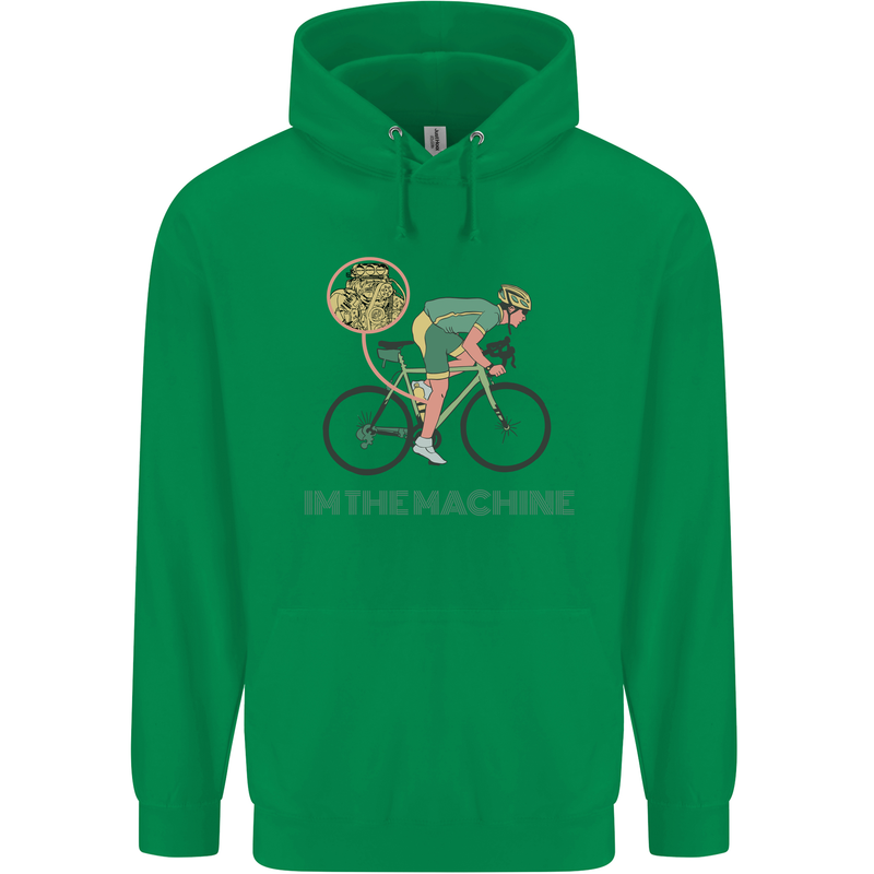 Cycling I'm the Machine Cyclist Funny Mens 80% Cotton Hoodie Irish Green