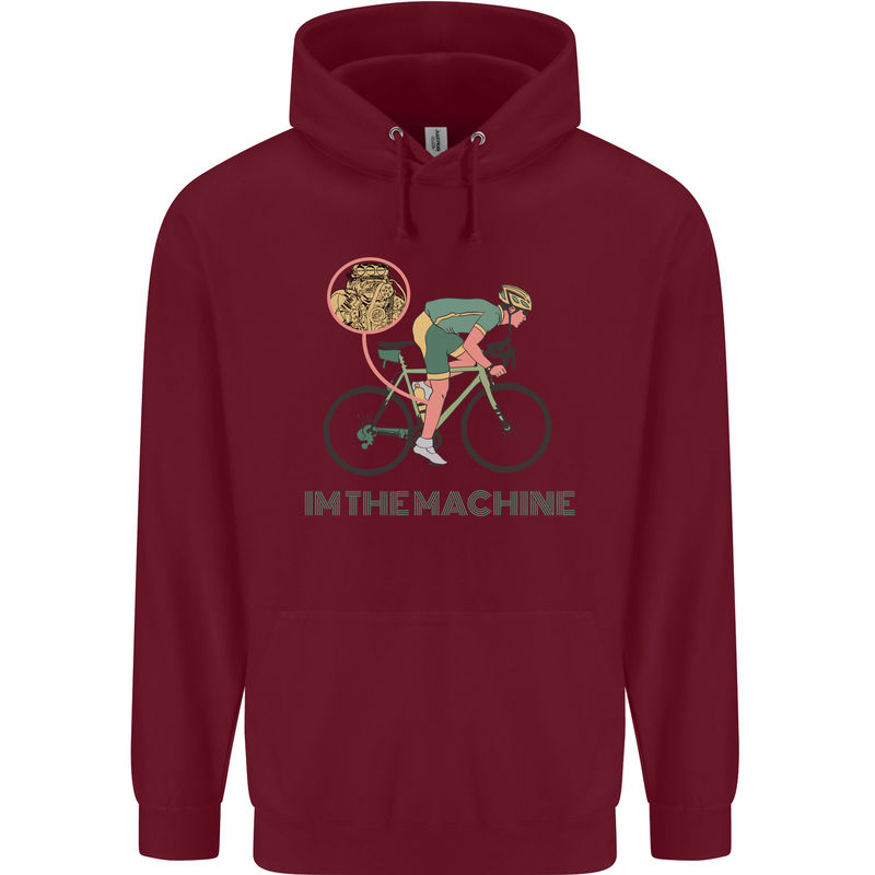 Cycling I'm the Machine Cyclist Funny Mens 80% Cotton Hoodie Maroon