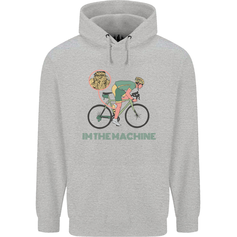 Cycling I'm the Machine Cyclist Funny Mens 80% Cotton Hoodie Sports Grey