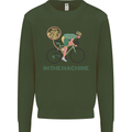 Cycling I'm the Machine Cyclist Funny Mens Sweatshirt Jumper Forest Green