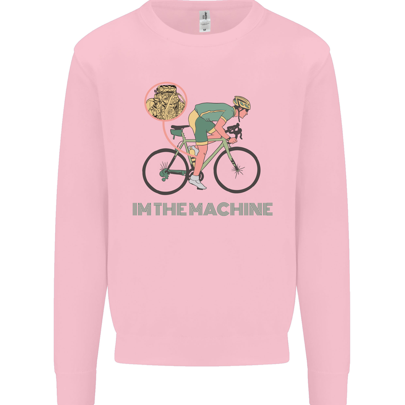 Cycling I'm the Machine Cyclist Funny Mens Sweatshirt Jumper Light Pink