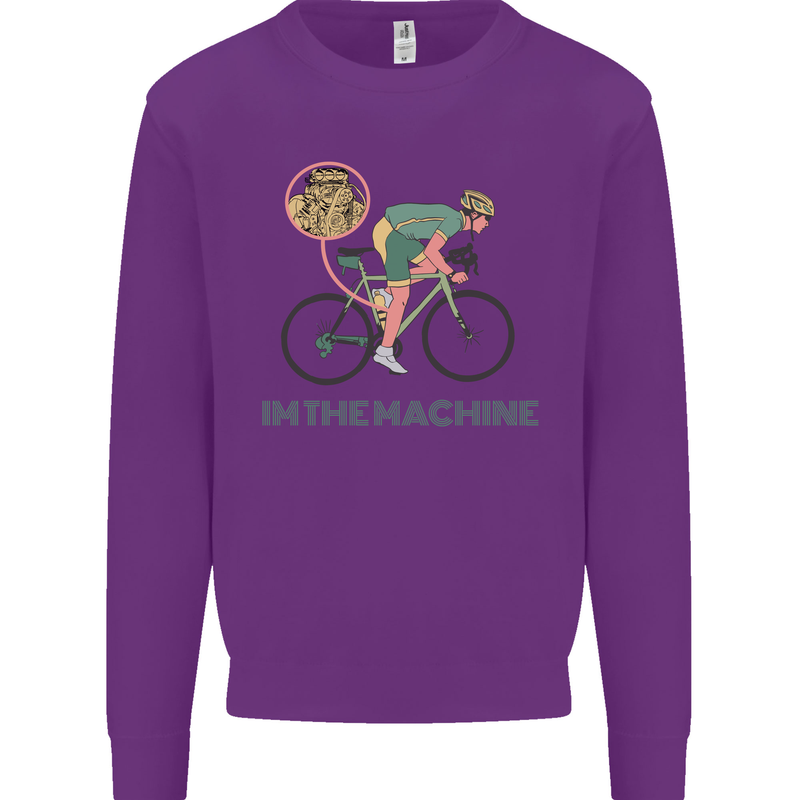Cycling I'm the Machine Cyclist Funny Mens Sweatshirt Jumper Purple